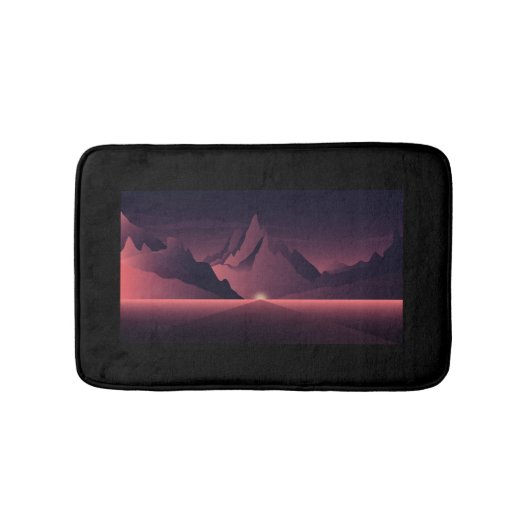 山の夕焼けイラスト バスマット (正面)
