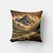 山の威厳のある景色と川のイエス クッション (正面)