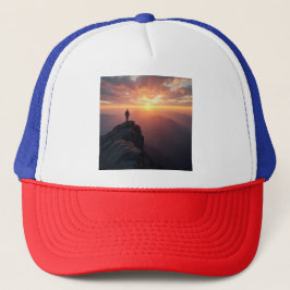 山の威厳のある頂上から見る日の出 キャップ