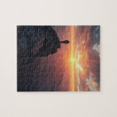 山の威厳のある頂上から見る日の出 ジグソーパズル (横)