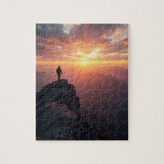 山の威厳のある頂上から見る日の出 ジグソーパズル (縦)