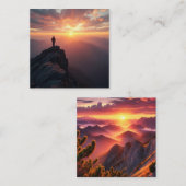 山の威厳のある頂上から見る日の出 スクエア名刺 (正面/裏面)