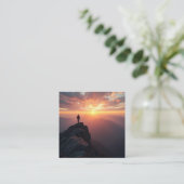 山の威厳のある頂上から見る日の出 スクエア名刺 (スタンド正面)