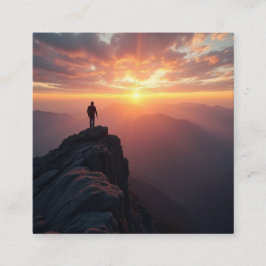 山の威厳のある頂上から見る日の出 スクエア名刺