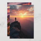 山の威厳のある頂上から見る日の出 セーブザデート (正面/裏面)