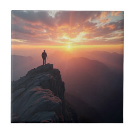 山の威厳のある頂上から見る日の出 タイル