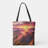 山の威厳のある頂上から見る日の出 トートバッグ (裏面)