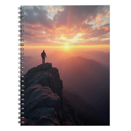 山の威厳のある頂上から見る日の出 ノートブック (正面)