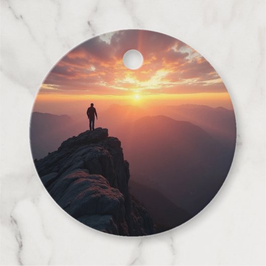 山の威厳のある頂上から見る日の出 フェイバータグ (正面)