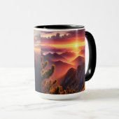 山の威厳のある頂上から見る日の出 マグカップ (正面右)