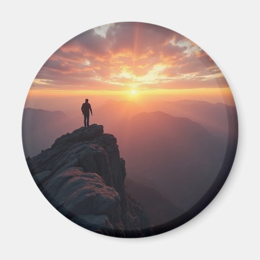 山の威厳のある頂上から見る日の出 マグネット (正面)