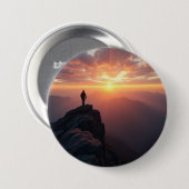 山の威厳のある頂上から見る日の出 缶バッジ (正面&裏面)