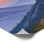 山の威厳 | 抽象芸術サンセットウォーターカラーアート ポスター (角)