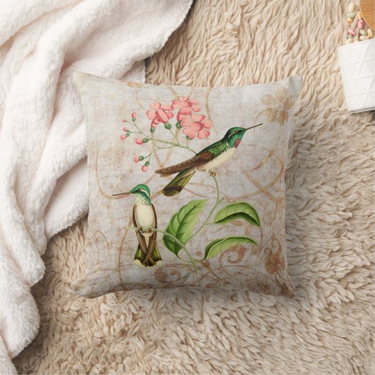 山の宝石のハチドリのヴィンテージのグランジな枕 クッション (ブランケット)