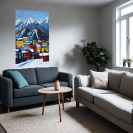 山の小さなアメリカの都市 | AI Art ポスター