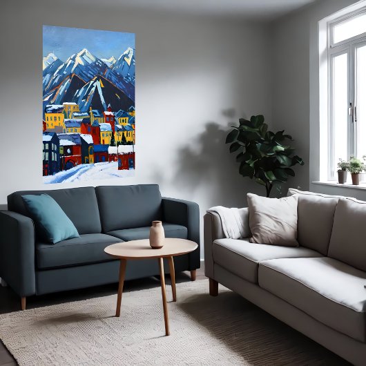 山の小さなアメリカの都市 | AI Art ポスター