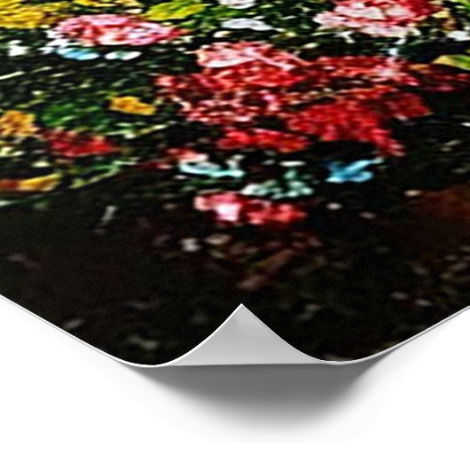 山の小川のそばの牧歌的な鮮やかキャビン ポスター (角)