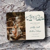 山の屋外セージ緑の結婚式の日付を保存 マグネット