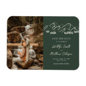 山の屋外セージ緑の結婚式の日付を保存 マグネット (横)