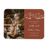 山の屋外テラコッタウェディング日付を保存 マグネット (横)