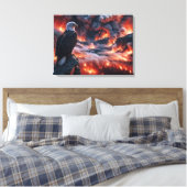 山の山火事を見る禿鷲 キャンバスプリント (インサイチュ (寝室))