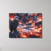 山の山火事を見る禿鷲 キャンバスプリント (正面)