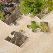 山の岩とピンクのさくらんぼの花 ジグソーパズル (側面)