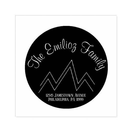 山の循環名モノグラムのの住所 ラバースタンプ (インプリント)