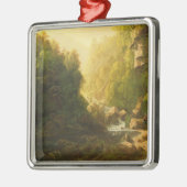 山の急流、c.1820-30 (キャンバスの油) メタルオーナメント (左)