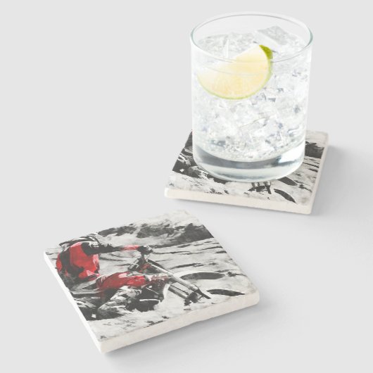 山の所有 – Motocross Dirt-Bike Racer ストーンコースター (横)