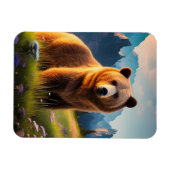 山の斜面に咲く白熊 マグネット (横)