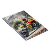 山の斜面を曲がりくねったバイク ノートブック (右側)