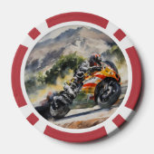 山の斜面を曲がりくねったバイク ポーカーチップ (裏面)