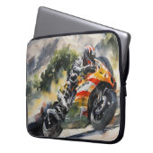 山の斜面を曲がりくねったバイク ラップトップスリーブ (正面左)