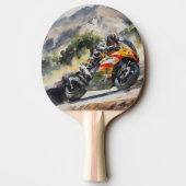山の斜面を曲がりくねったバイク 卓球ラケット (裏面)