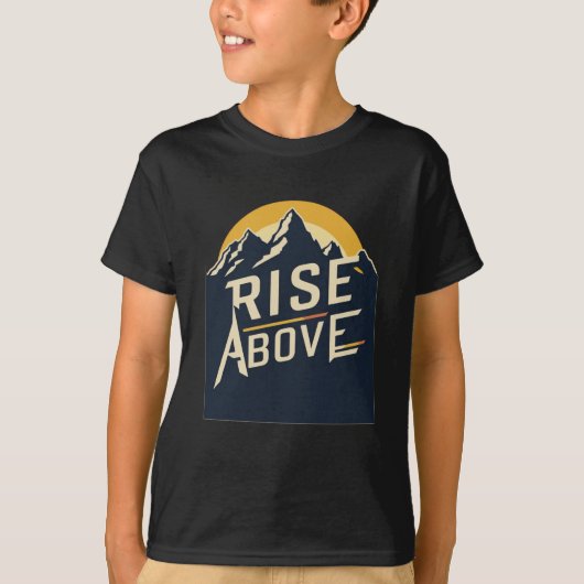 "山の日の出で子供のTシャツの上に上昇 Tシャツ (正面)