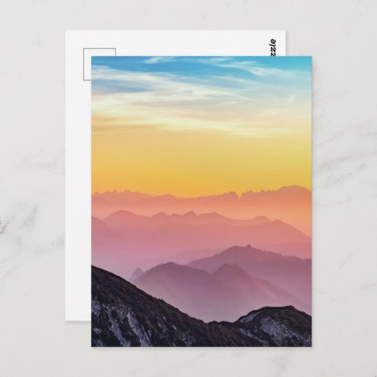 山の日の出の平和カラフル感動的 ポストカード (正面/裏面)