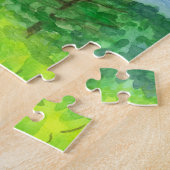 山の日の出の水色風景 ジグソーパズル (側面)