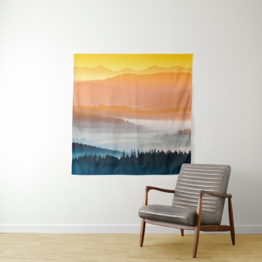 山の日の出:息をのむような風景 タペストリー (インサイチュ)