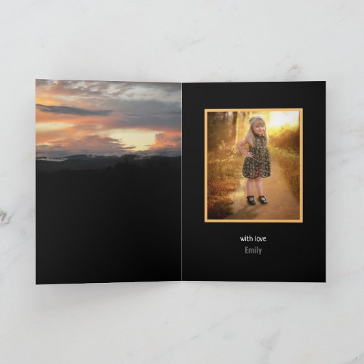 山の日の出、最初の聖餐会ありがとう カード (内部)