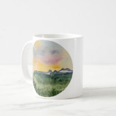 山の日没のマグ コーヒーマグカップ (正面左)