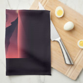 山の日没イラストレーション キッチンタオル (四つ折り)