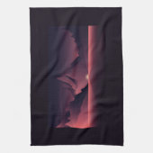 山の日没イラストレーション キッチンタオル (縦)