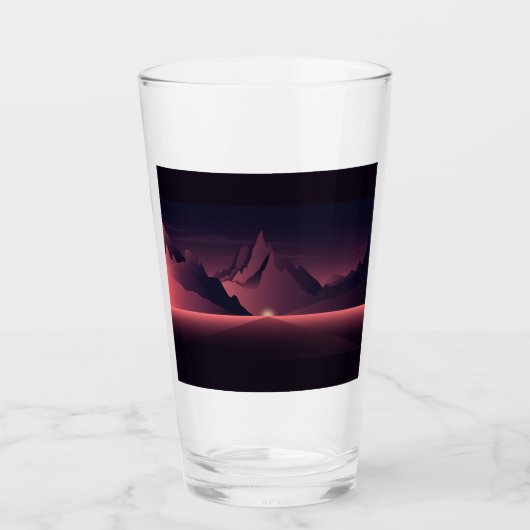 山の日没イラストレーション タンブラーグラス (正面)