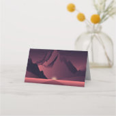 山の日没イラストレーション プレイスカード (裏面)