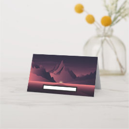 山の日没イラストレーション プレイスカード