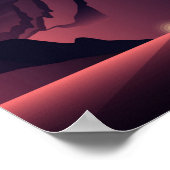 山の日没イラストレーション ポスター (角)