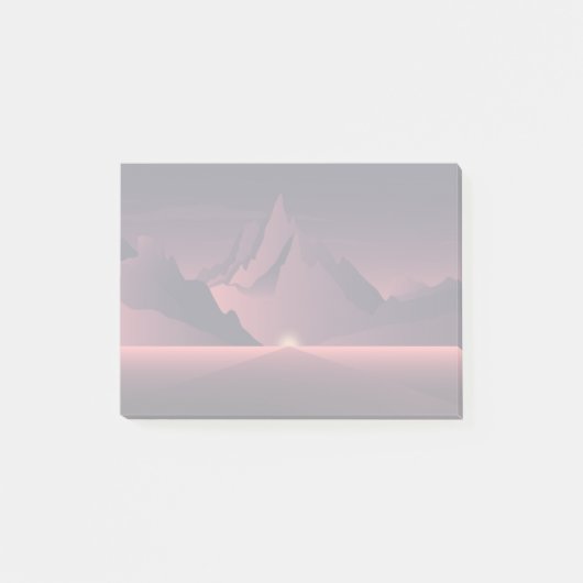 山の日没イラストレーション ポストイット (正面)