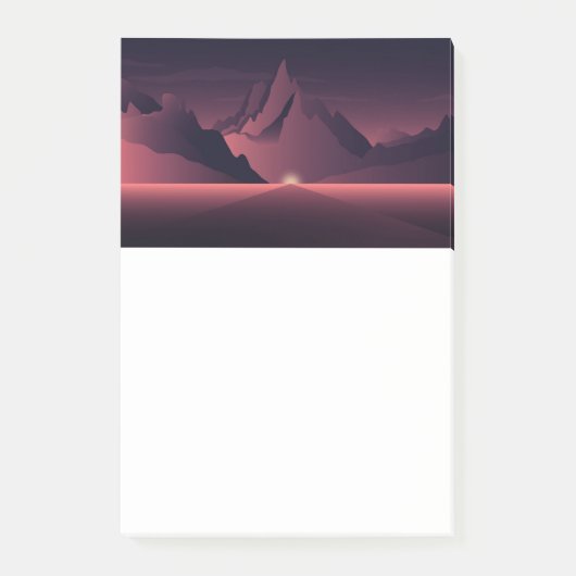 山の日没イラストレーション ポストイット (正面)