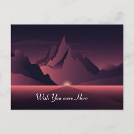 山の日没イラストレーション ポストカード